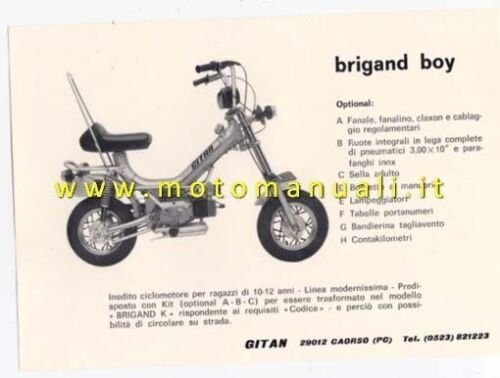 Gitan 50 Brigand Boy tubone depliant epoca originale brochure