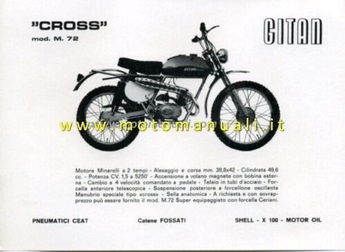 Gitan 50 Cross M 72 depliant epoca ciclomotore originale brochure