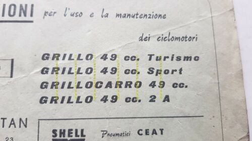 Gitan modelli Grillo 49 1963 manuale uso originale moped owner's …