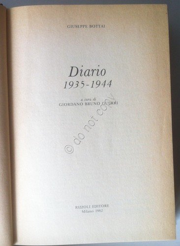 Giuseppe Bottai - Diario 1935/1944 - Rizzoli 1982 | Immagine principale