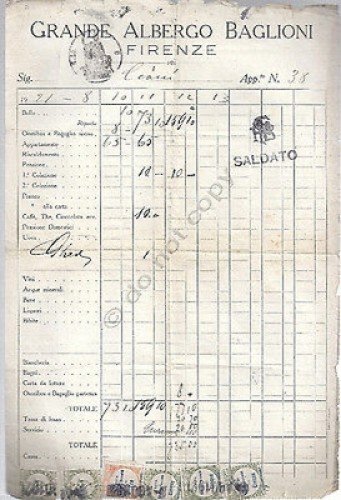 Grande Albergo Baglioni - Firenze - Fattura - Invoice - … | Immagine principale