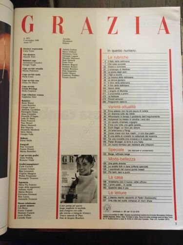 Grazia Rivista Magazine 9 Novembre 1980 N. 2072 Margaux Hemingway