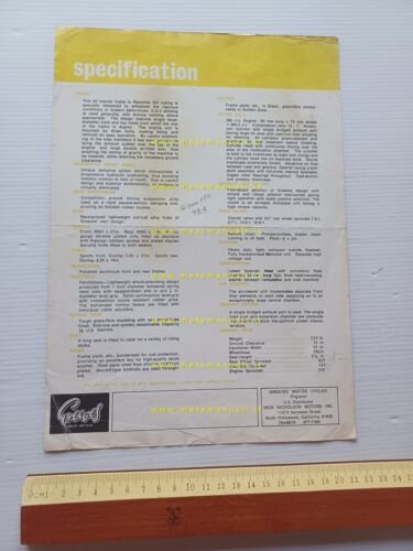 Greeves Griffon Desert 380 Q.U.B. 1974 depliant originale inglese