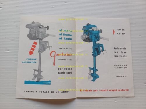 Guazzoni Gamberino 100 motore fuoribordo manuale uso +catalogo ricambi originale