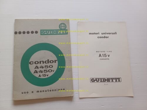 Guidetti motori industriali Condor A-450 A-450V A-15 A-15V manuale uso …