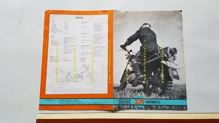 Hagglunds 350 XM-Variomatic 1974 depliant originale moto militare