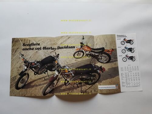 Harley-Davidson 125 SXT\SS-175 SX\SS- 250 SX\SS 1975 depliant ITALIANO originale