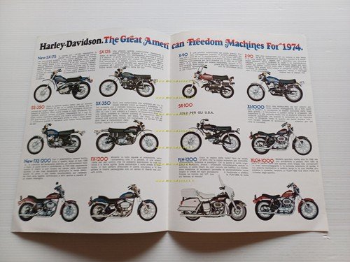 Harley-Davidson catalogo produzione moto 1974 depliant ITALIANO originale