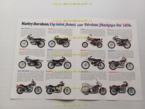 Harley-Davidson catalogo produzione moto 1974 depliant originale INGLESE