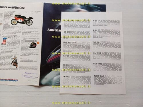 Harley-Davidson catalogo produzione moto 1974 depliant originale INGLESE