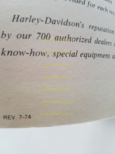Harley-Davidson libretto garanzia 1974 tutti modelli nuovo originale