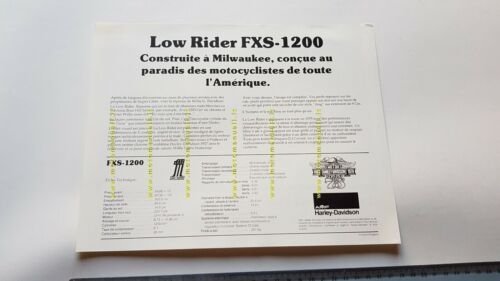 Harley-Davidson Low Rider FXS 1200 1980 depliant FRANCESE moto