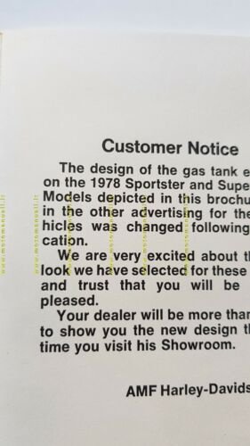 Harley-Davidson produzione gamma modelli 1978 depliant INGLESE moto
