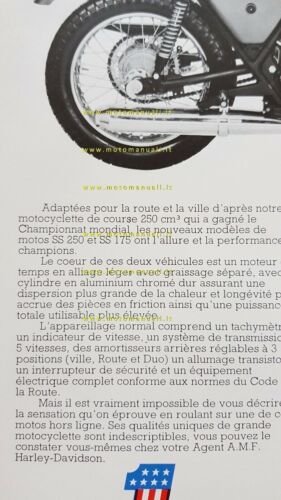 Harley-Davidson SS 125-175-250 1974 depliant FRANCESE originale brochure FRENCH