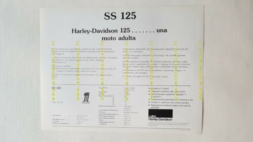 Harley-Davidson SS 125 1974 depliant ITALIANO originale brochure