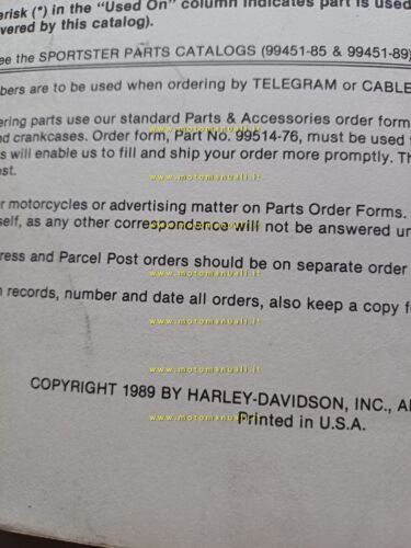 Harley-Davidson XLH-XLCH 1989 catalogo ricambi originale spare parts catalog