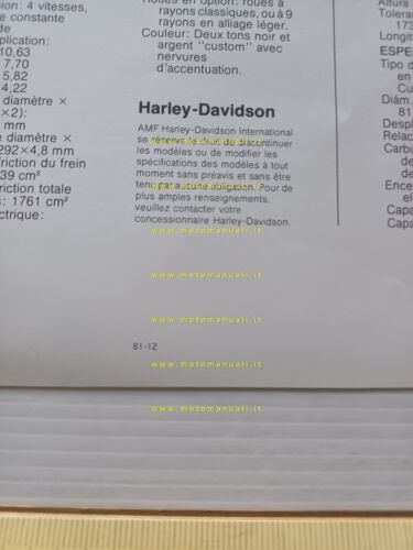 Harley-Davidson XLS Roadster 1000 1981 depliant USA originale