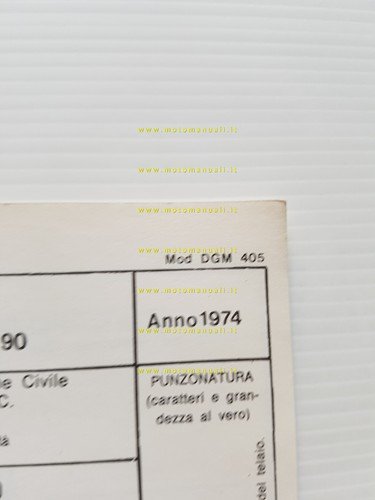 Harley-Davidson Z 90 1974 facsimile scheda omologazione DGM Motorizzazione