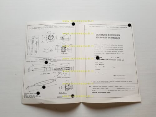 Harley-Davidson Z 90 1974 facsimile scheda omologazione DGM Motorizzazione