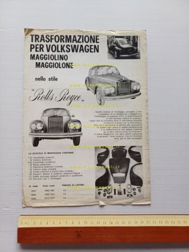 Helvetia trasformazione Maggiolino Rolls Royce depliant italiano originale