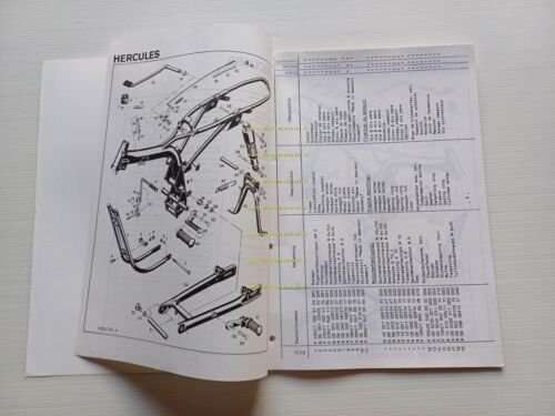 Hercules Sachs K 125 S 1977 catalogo ricambi TELAIO frame …