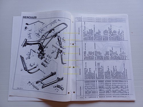 Hercules Sachs K 125 S 1977 catalogo ricambi TELAIO frame …