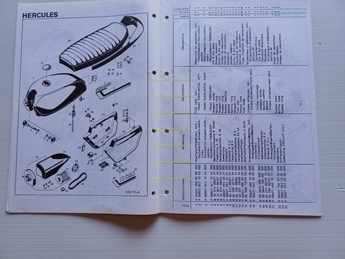 Hercules Sachs K 125 S 1977 catalogo ricambi TELAIO frame …