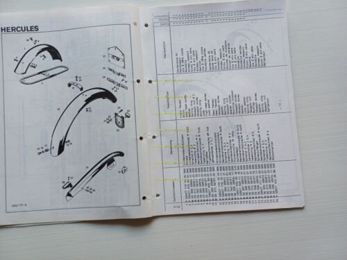 Hercules Sachs K 125 S 1977 catalogo ricambi TELAIO frame …