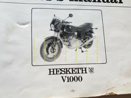 HESKETH V 1000 manuale uso manutenzione INGLESE originale OWNER'S MANUAL