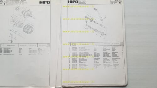 HIRO motore 125 1977 catalogo ricambi originale spare parts list
