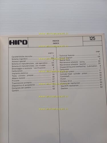 HIRO motore 125 1977 manuale officina originale engine workshop manual