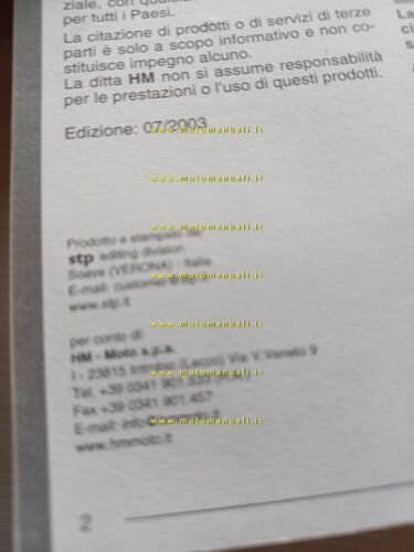 HM 50 CRE Baja Motard Derapage 2003 manuale uso manutenzione …