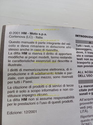 HM 50 CRE Six 2001 manuale uso manutenzione libretto istruzioni …
