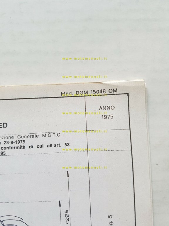 Honda 1000 Gold Wing 1975 scheda omologazione DGM originale Motorizzazione