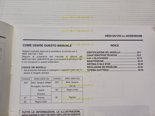 Honda @ 125-150 ES VARIANTI 2001 manuale officina originale