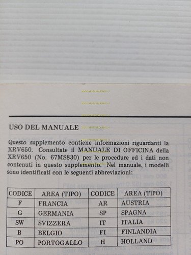 Honda Africa Twin XRV 650 VARIANTI 1989 manuale officina ITALIANO …
