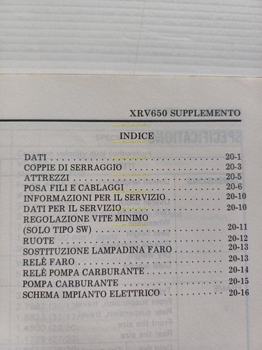 Honda Africa Twin XRV 650 VARIANTI 1989 manuale officina ITALIANO …