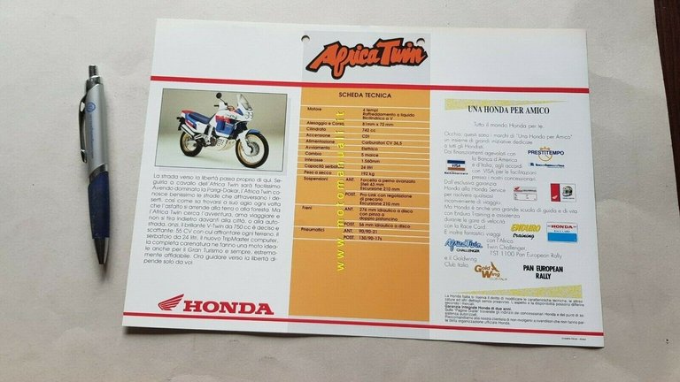 Honda Africa Twin XRV 750 1991 depliant originale moto brochure