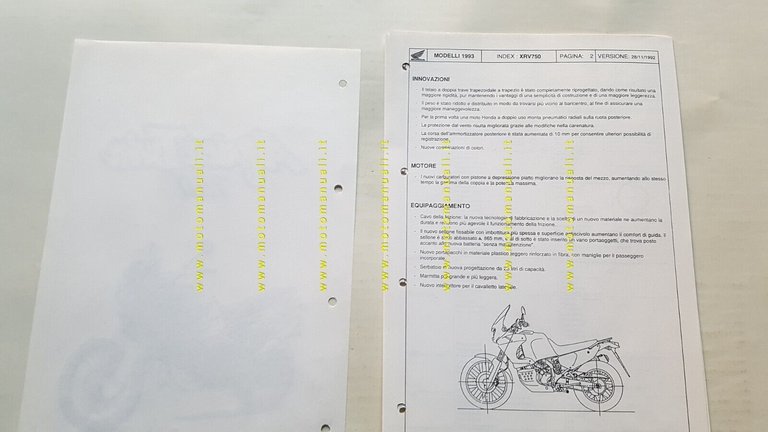 HONDA Africa Twin XRV 750 1993 opuscolo aggiornamento per meccanici …
