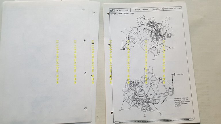 HONDA Africa Twin XRV 750 1993 opuscolo aggiornamento per meccanici …