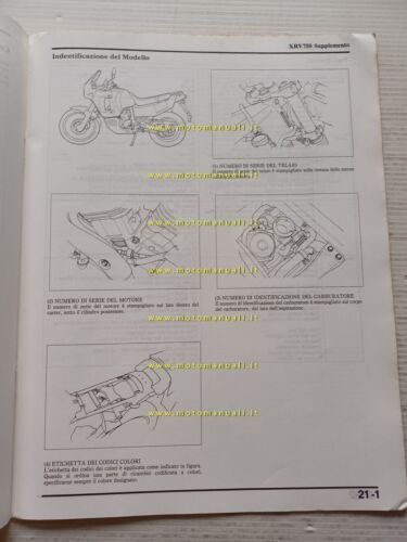 Honda Africa Twin XRV 750 VARIANTI 1990 manuale officina ITALIANO …