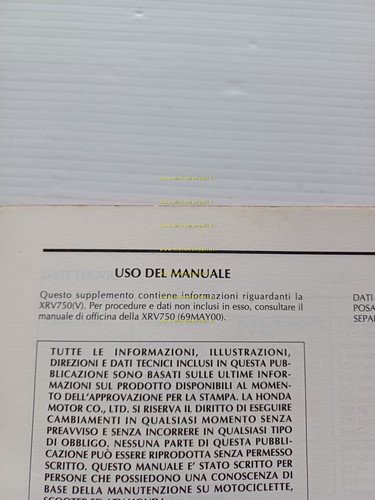 Honda Africa Twin XRV 750 VARIANTI 1996 manuale officina ITALIANO …