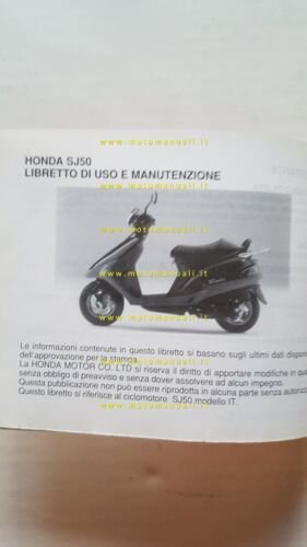 Honda BALI SJ 50 1993 manuale uso manutenzione libretto originale …