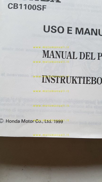 Honda CB 1100 SF 1999 manuale uso manutenzione libretto ITALIANO …