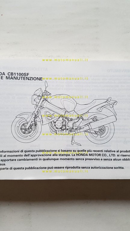 Honda CB 1100 SF 1999 manuale uso manutenzione libretto ITALIANO …