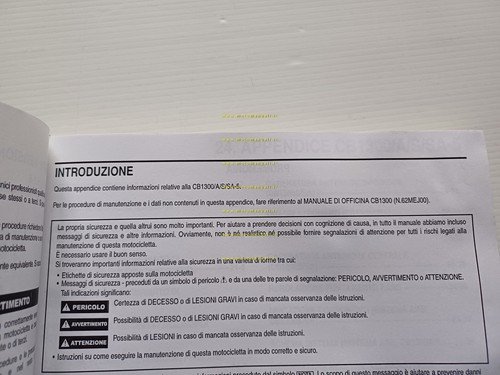 Honda CB 1300-A-S-SA VARIANTI 2005 manuale officina ITALIANO originale