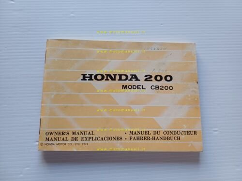 HONDA CB 200 1974 manuale uso manutenzione libretto originale INGLESE