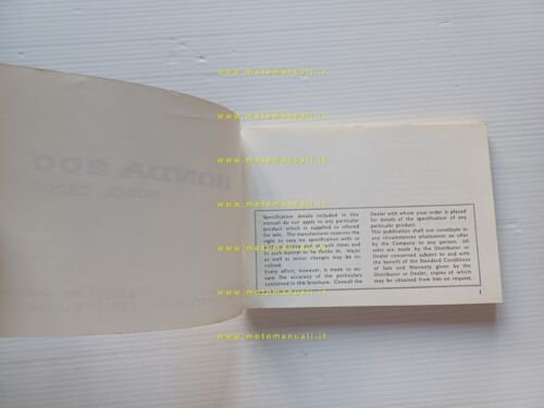 HONDA CB 200 1974 manuale uso manutenzione libretto originale INGLESE