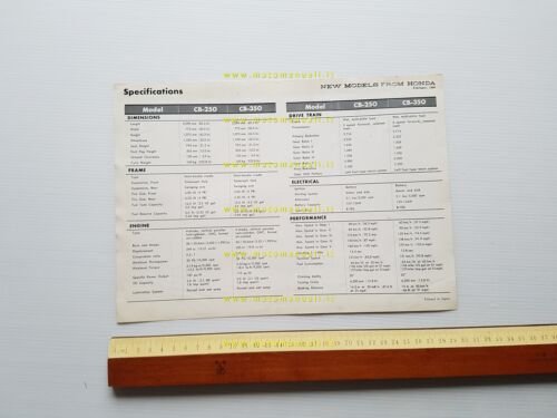 Honda CB 350 - CB 250 1968 depliant originale inglese