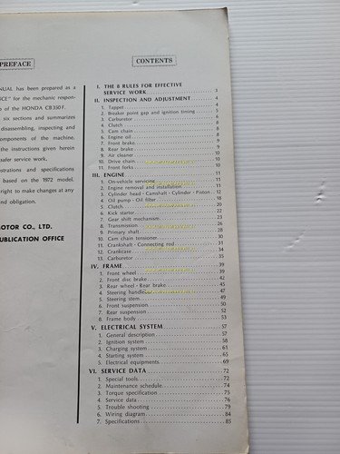 HONDA CB 350 Four 1973 manuale officina inglese originale workshop …